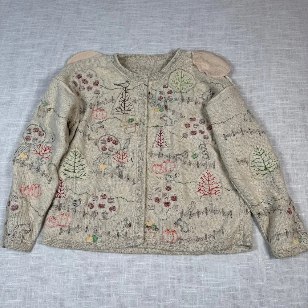 VTG Philip Jane Gordon Women M Cardigan Design Option Fall Apple Orchard Pumpkin